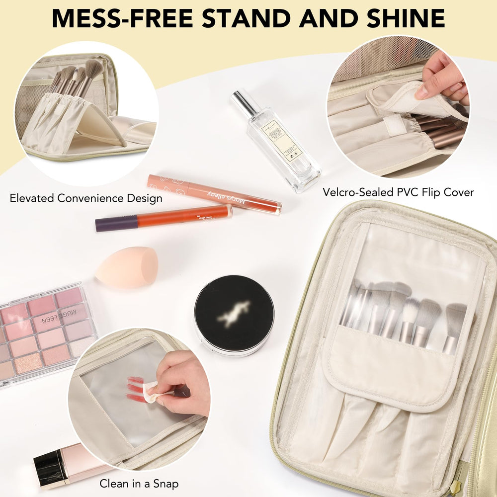 HauteHues travel makeup bag large-opening view enables quick access to essentials.