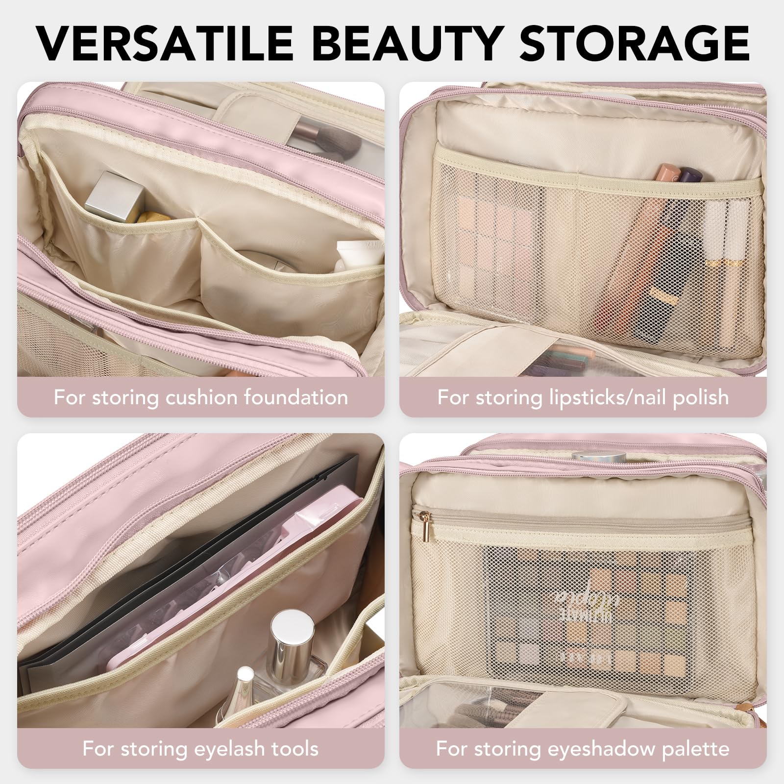 HauteHues Travel Makeup Bag top handle for comfortable on-the-go carrying