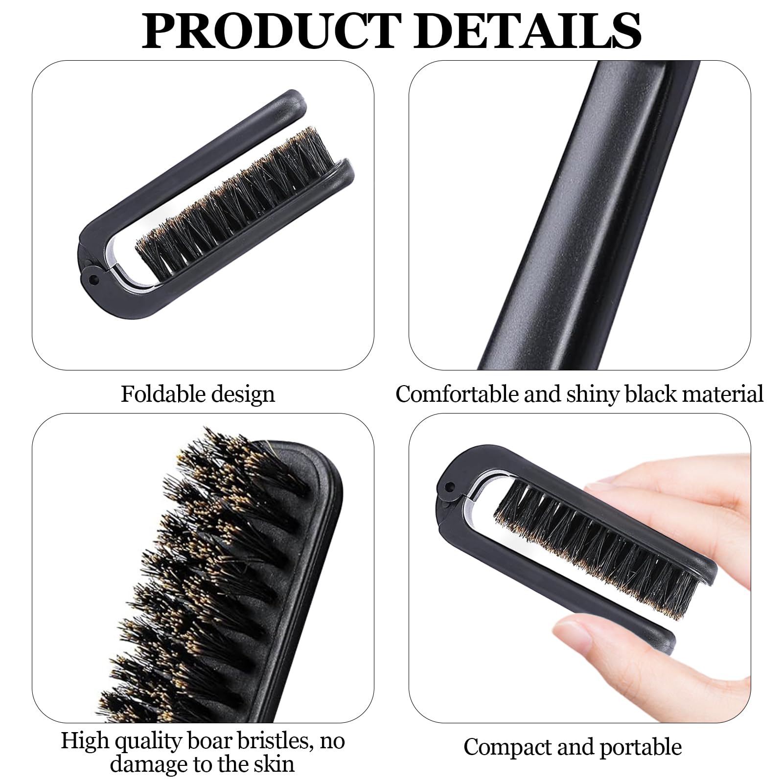hautllaif folding-hair-brush ABS handle close-up shows comfortable, durable grip.