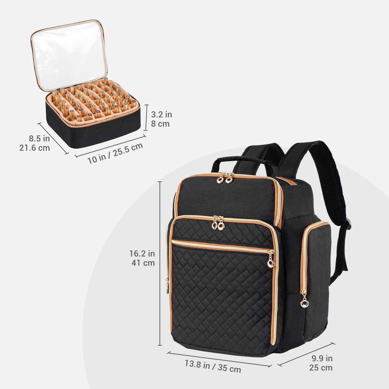 Hautton travel-case front view highlighting spacious storage for on-the-go manicures.