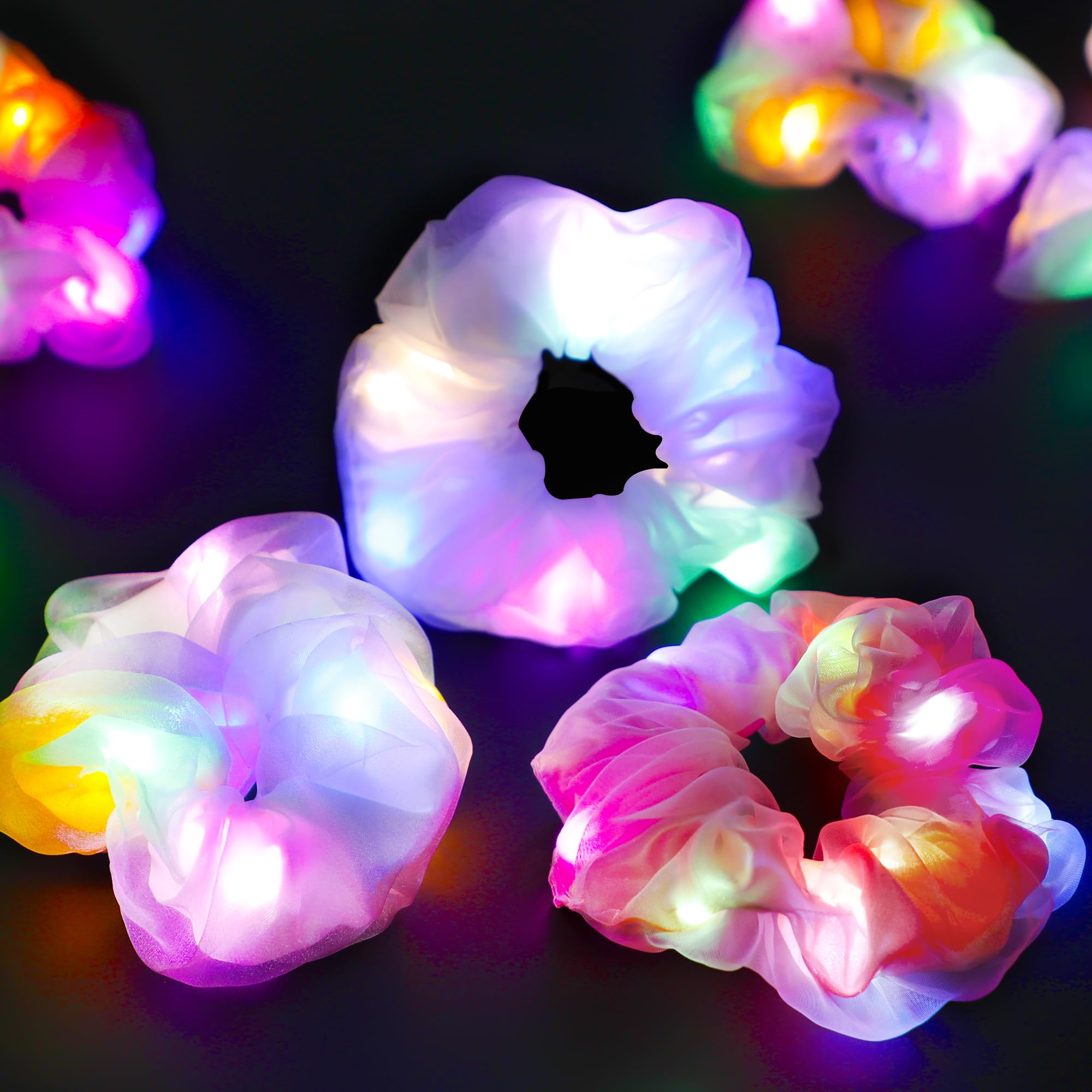 HAVLOTII light up scrunchies braided hair showcase bright diffusion for statement styles.