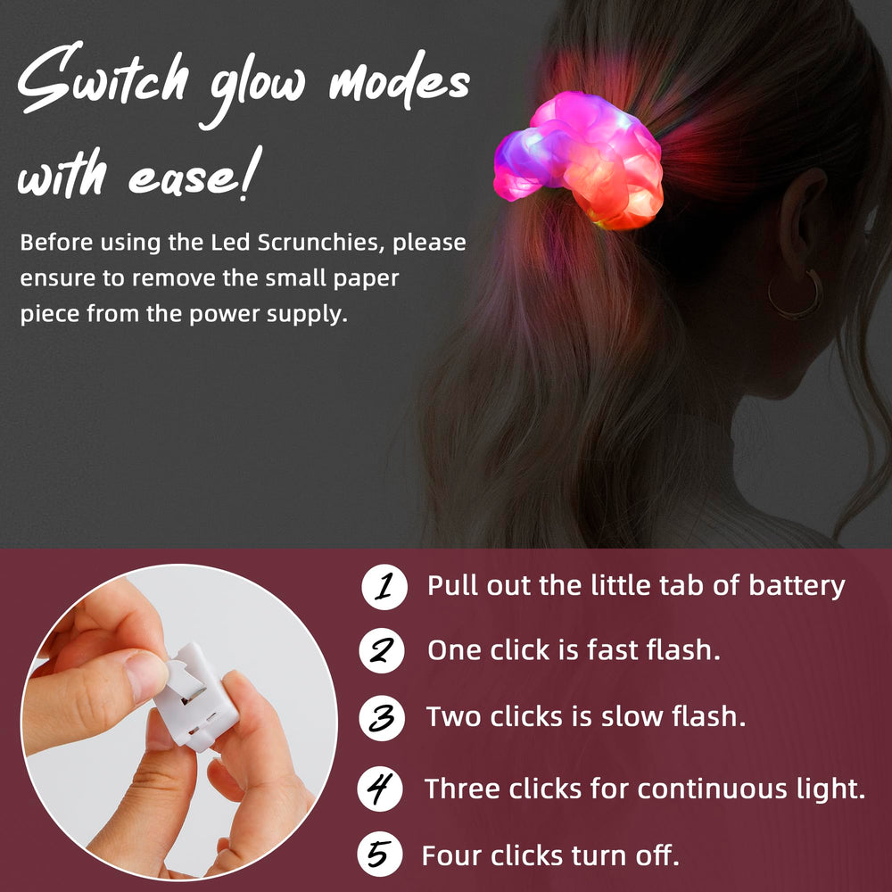 HAVLOTII light up scrunchies festival look enhances night outings.