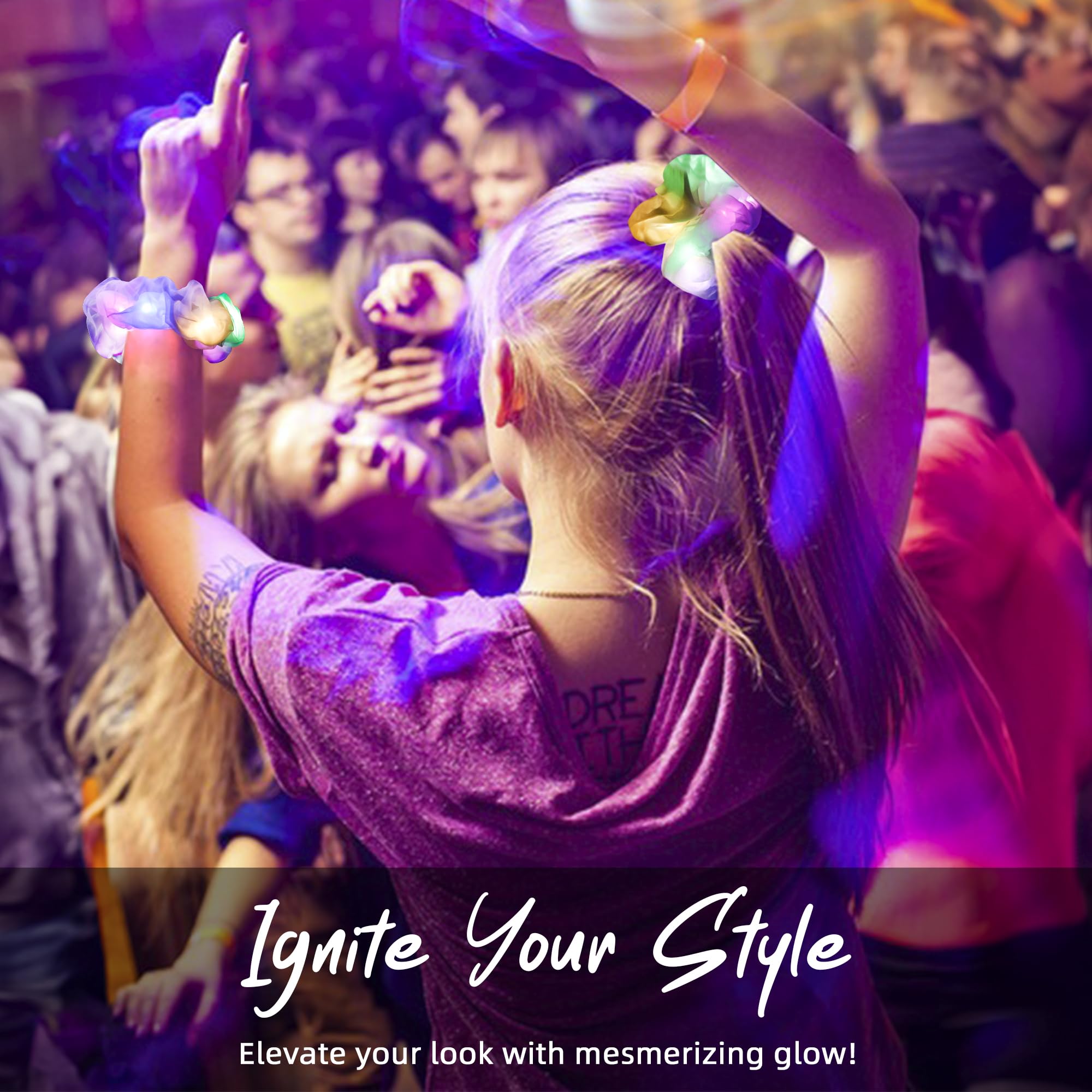 HAVLOTII light up scrunchies glow modes show rapid, slow, and steady options.