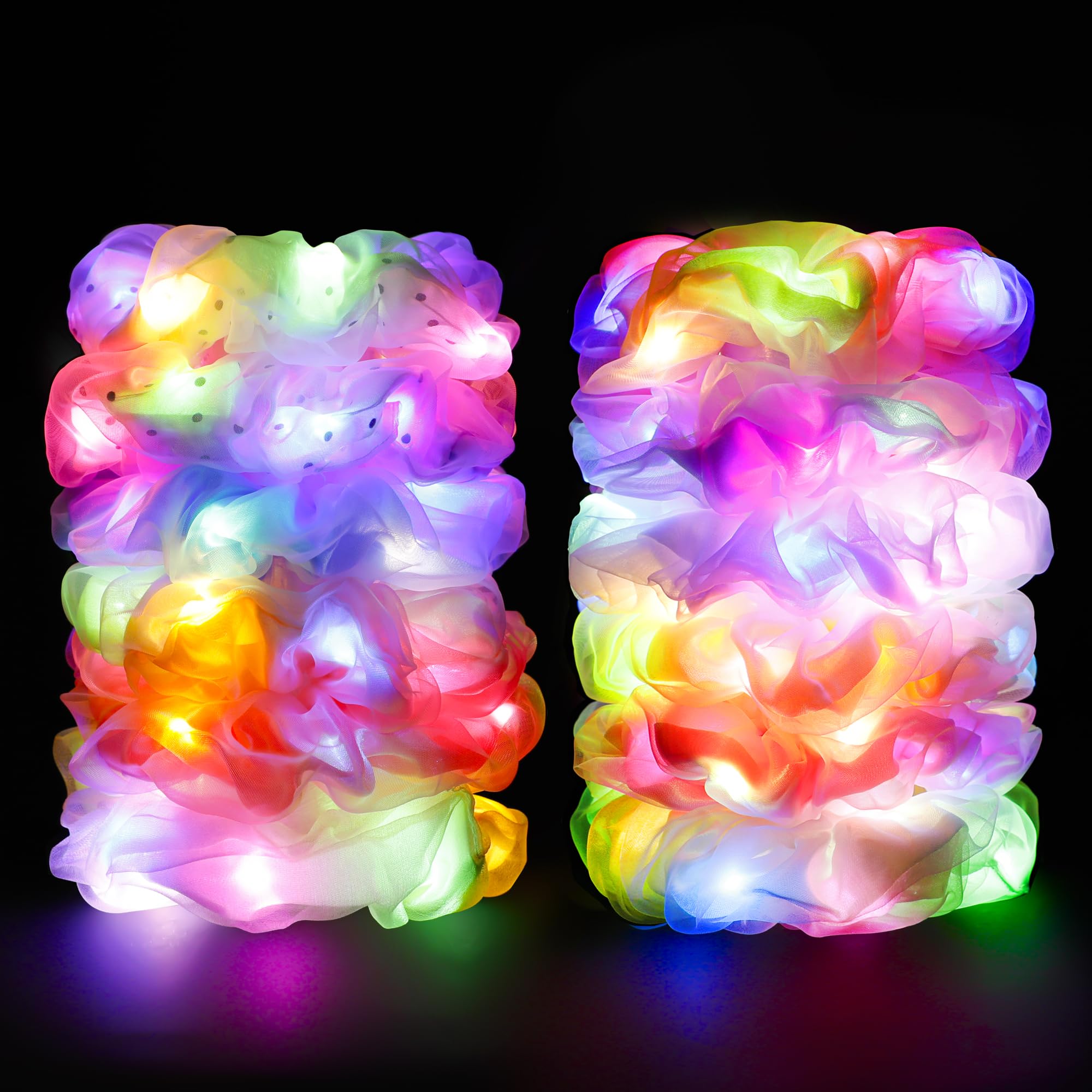 HAVLOTII light up scrunchies pack overview glowing for festive looks.