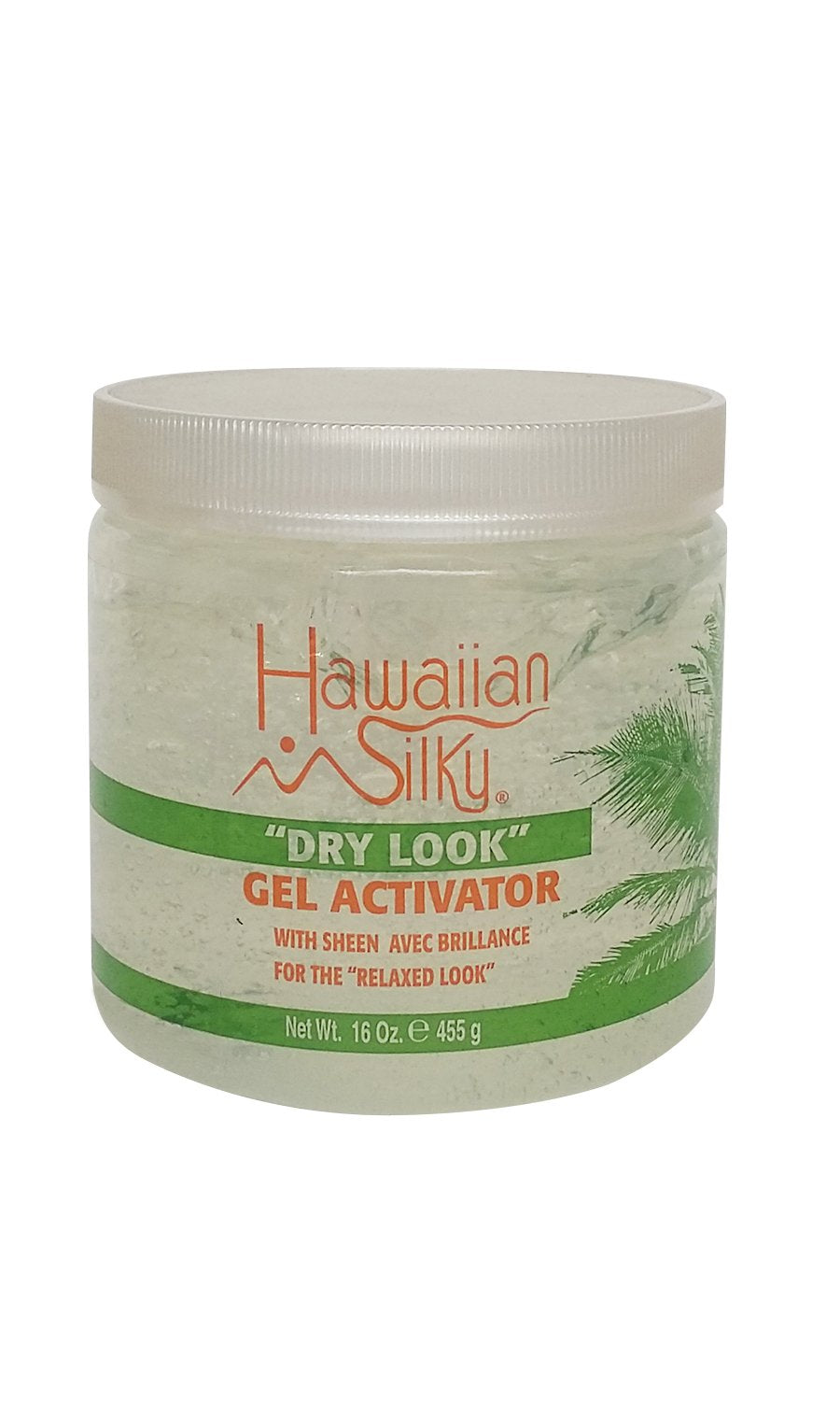 Hawaiian Silky dry look gel activator 16oz bottle for defined curls and frizz control.
