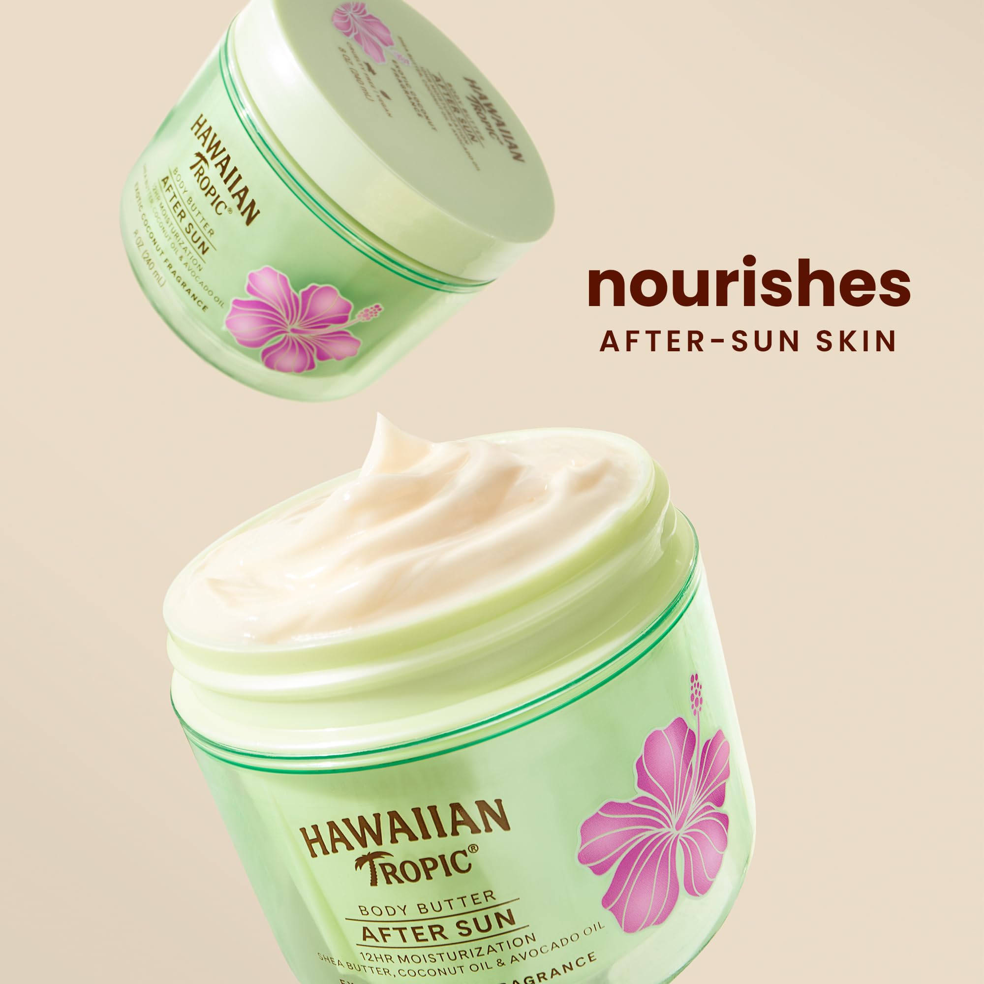 Texture close-up of Hawaiian Tropic After Sun Body Butter showing rich formula