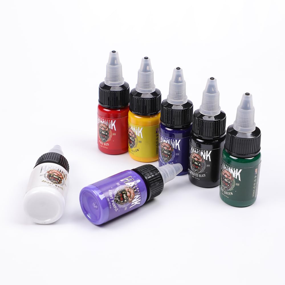 HAWINK tattoo ink set skin absorption closeup demonstrates quick pigment uptake and vibrant results