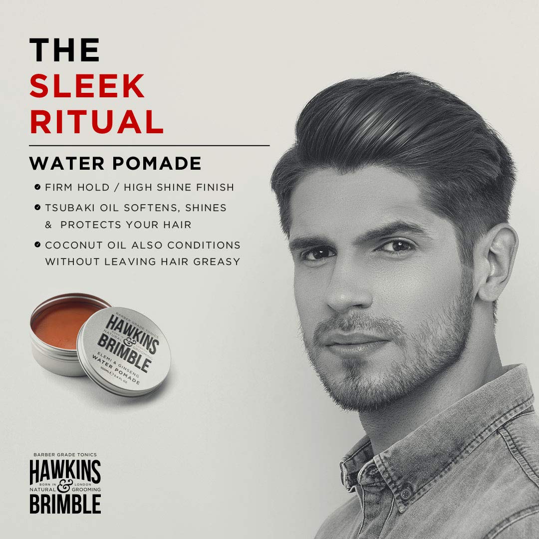 Hawkins & Brimble all-day hold styling demo displays long-lasting shape.
