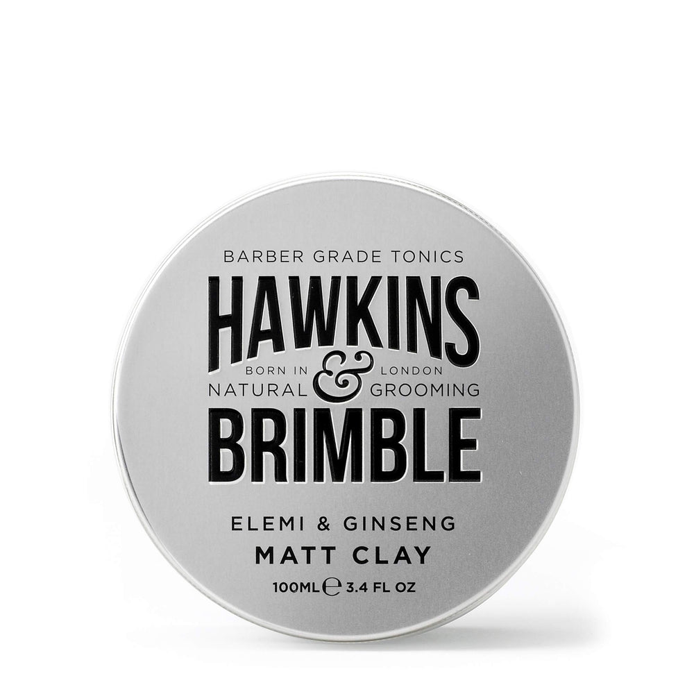 Hawkins & Brimble Matt Clay applied to dry hair for defined look.