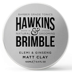 Hawkins & Brimble Matt Clay 100ml tin delivers strong hold with natural matte finish.