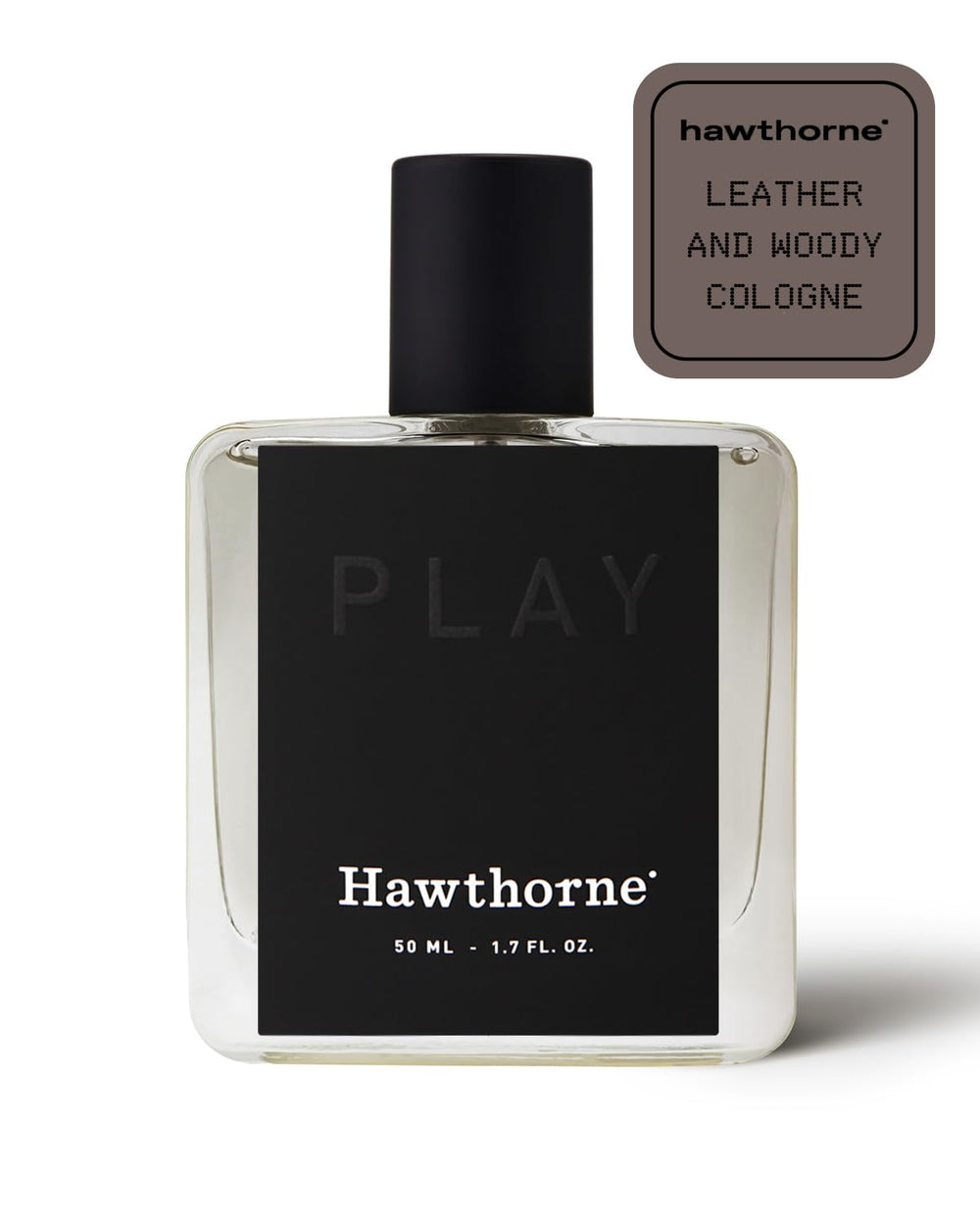 Hawthorne Leather Cologne bottle displaying warm leather scent for confident evenings.
