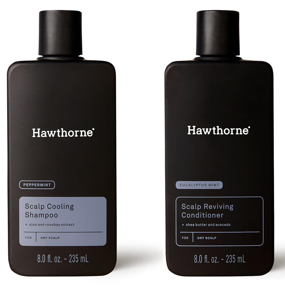 Hawthorne Men cooling shampoo bottle for refreshing scalp care