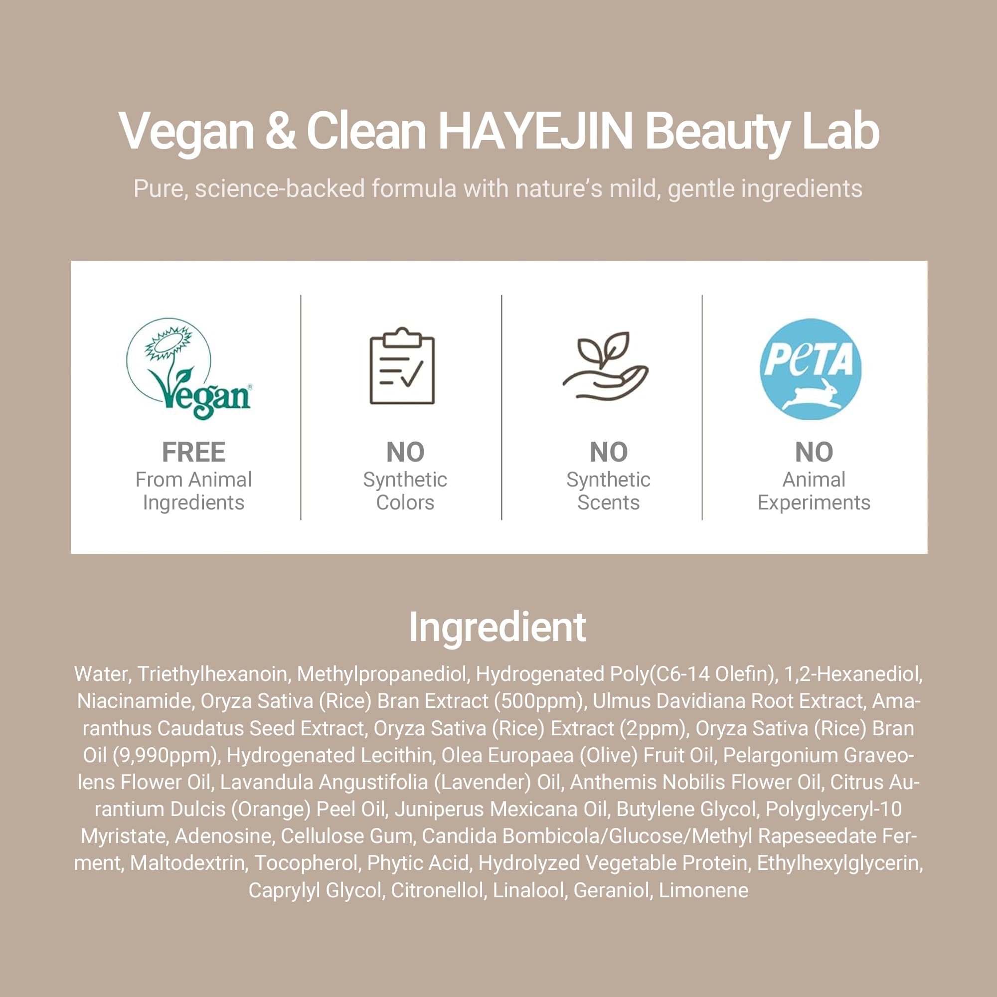 HAYEJIN RiceFila toner clean beauty standards badge emphasizing pure ingredients