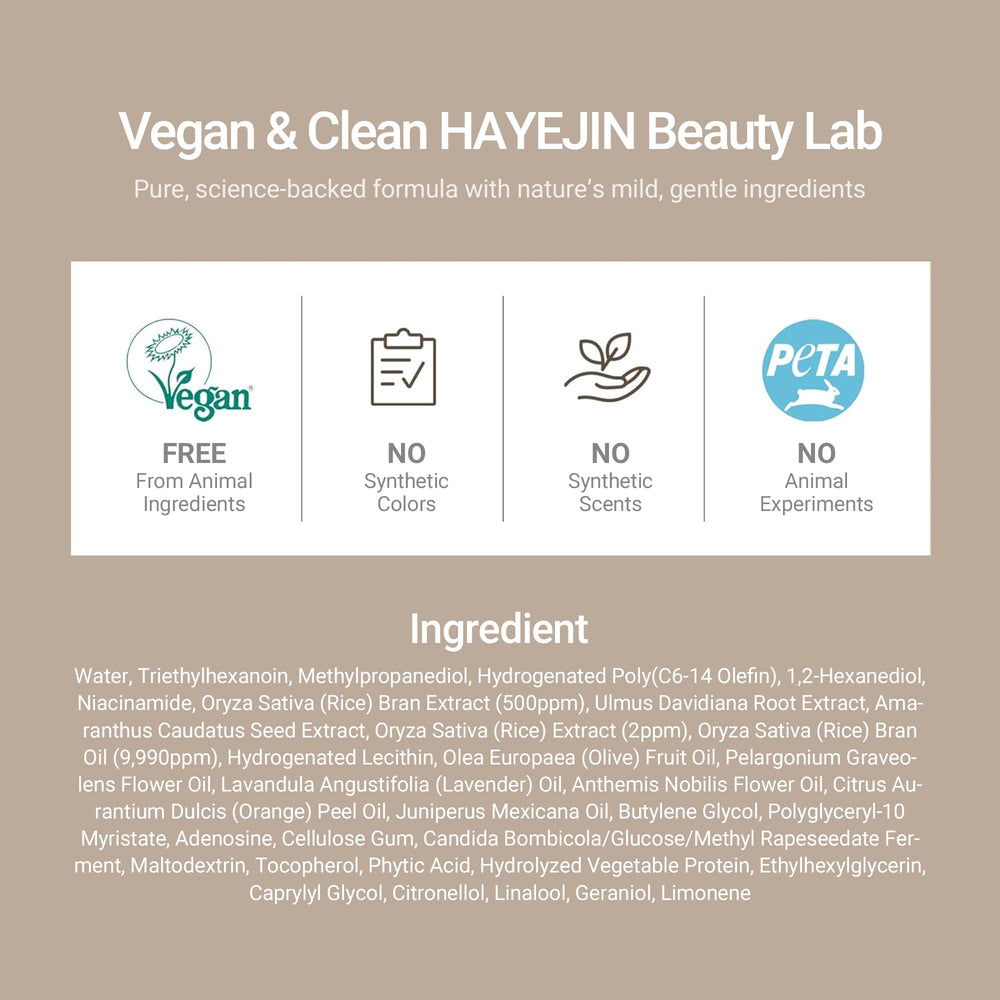 HAYEJIN RiceFila toner clean beauty standards badge emphasizing pure ingredients