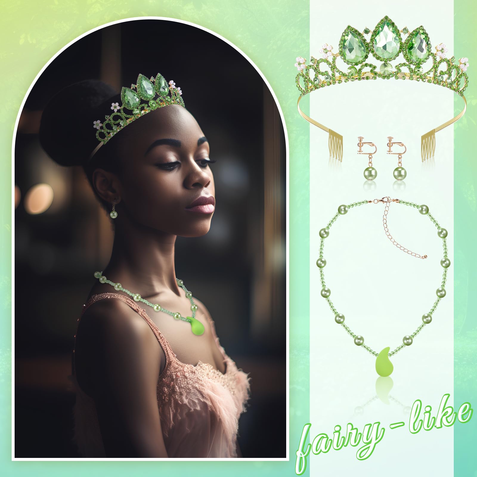Haysandy green gemstone earrings add subtle glow for cosplay
