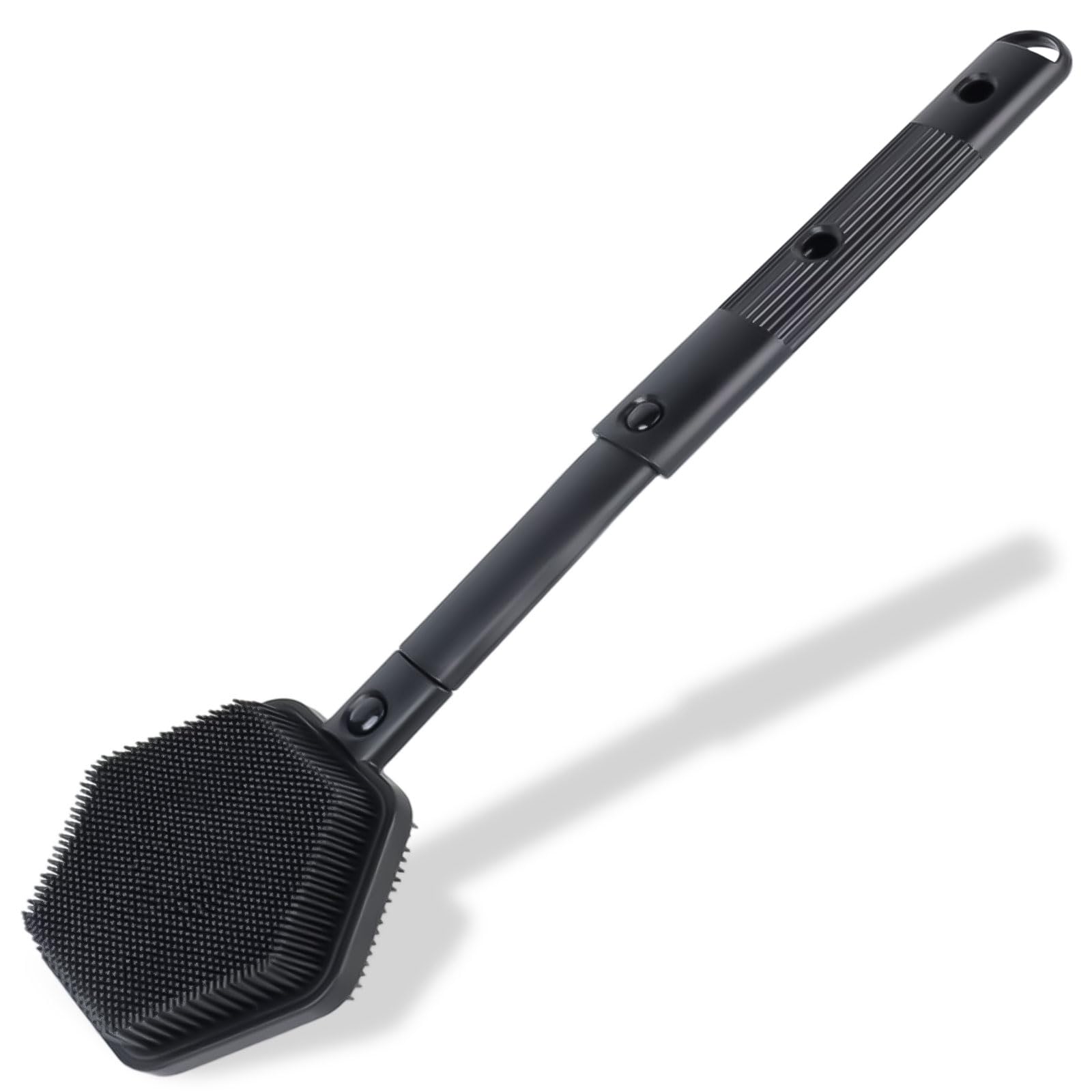 HAYSNA back scrubber extendable handle reaches hard-to-reach spots for thorough cleaning.
