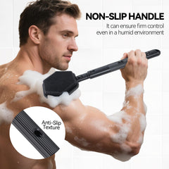 HAYSNA silicone back scrubber with dual-texture for cleansing and exfoliation.