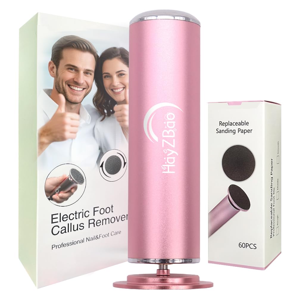 HayZBao electric foot callus remover pink front view for smooth exfoliation