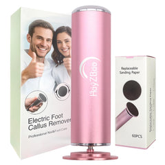 HayZBao electric foot callus remover pink front view for smooth exfoliation