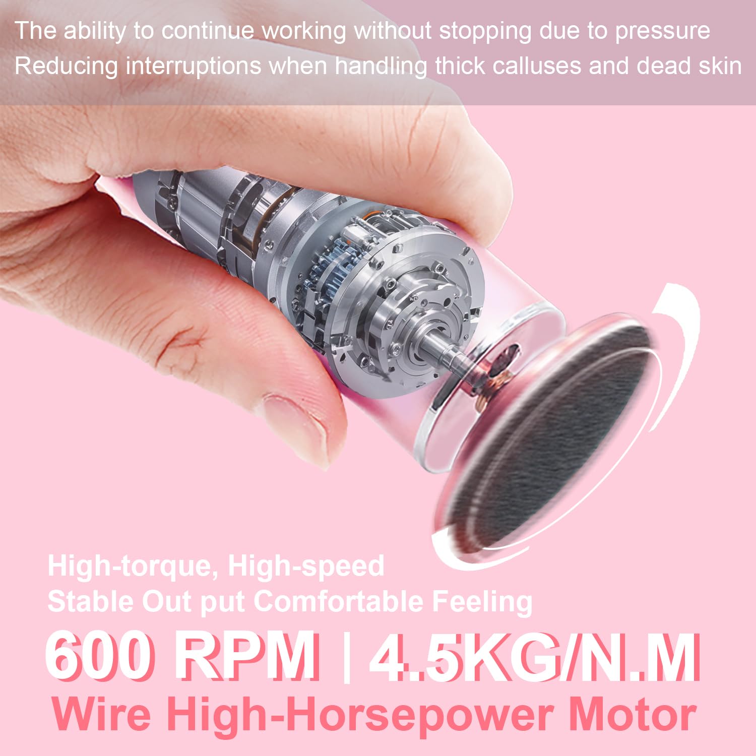 HayZBao electric foot callus remover pink side view with ergonomic grip