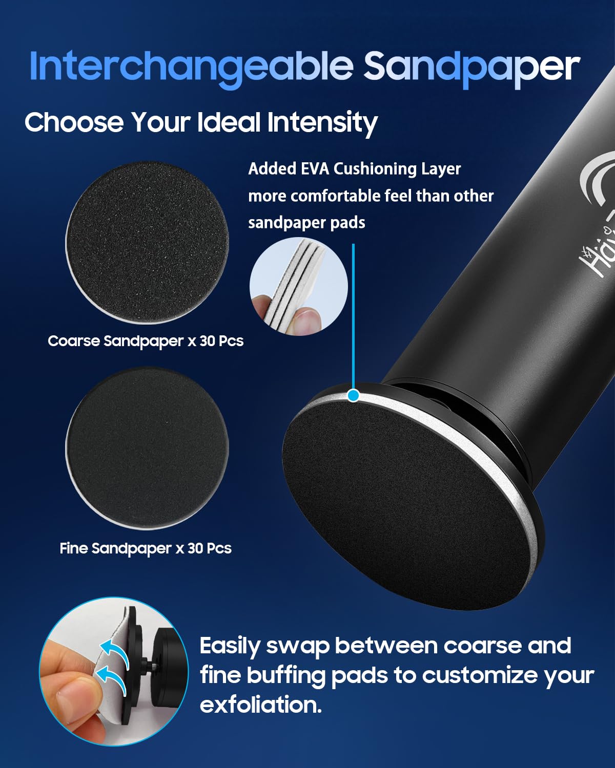 HayZBao Electric Foot File side view emphasizes ergonomic design for extended use.