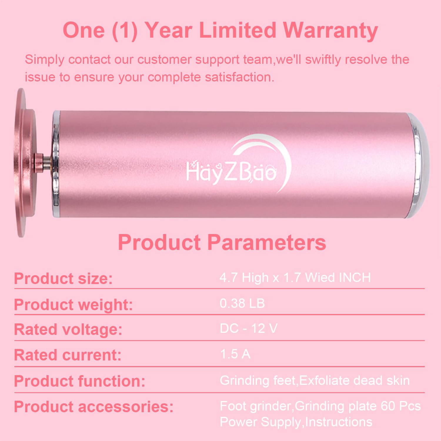 HayZBao one-year replacement guarantee card with U.S. support