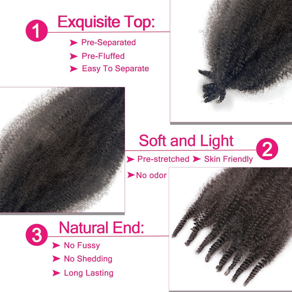 Hbegant Afro Twist 24in pre-fluffed pack3 demonstrates easy installation and snag-free prep.