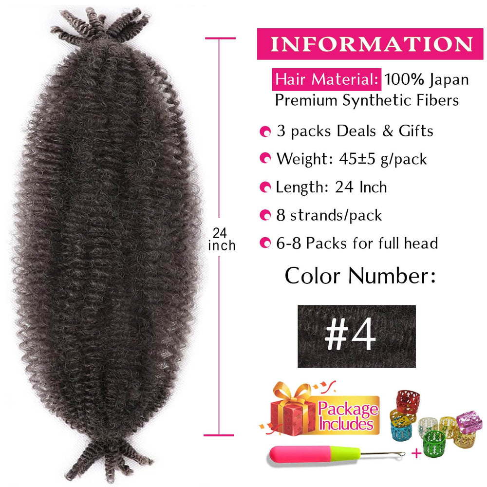 Hbegant Afro Twist 24in soft texture pack3 highlights lightweight, skin-friendly feel.