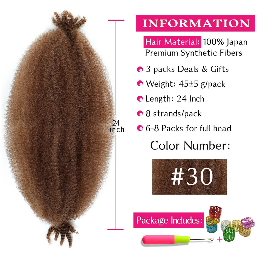 Hbegant Afro Twist 24inch Pack 3 closeup-density highlights fuller strands for versatile styles