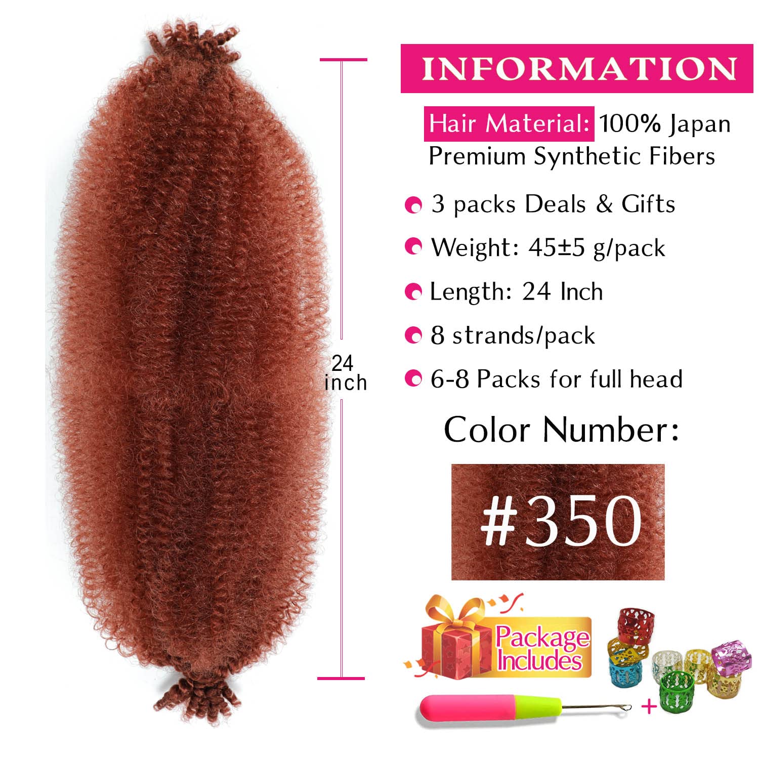 Hbegant Afro Twist hair 24in pre-fluffed demonstrates easy separation for quick installs.