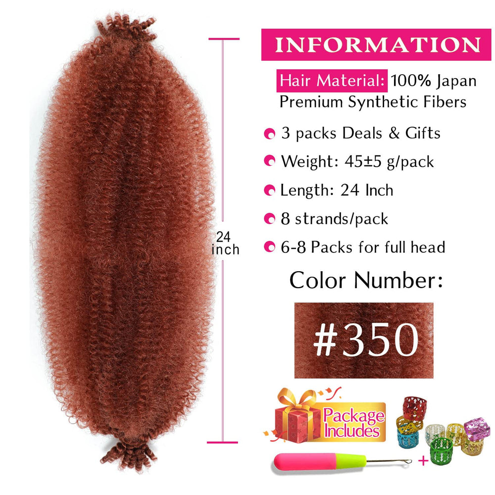 Hbegant Afro Twist hair 24in pre-fluffed demonstrates easy separation for quick installs.