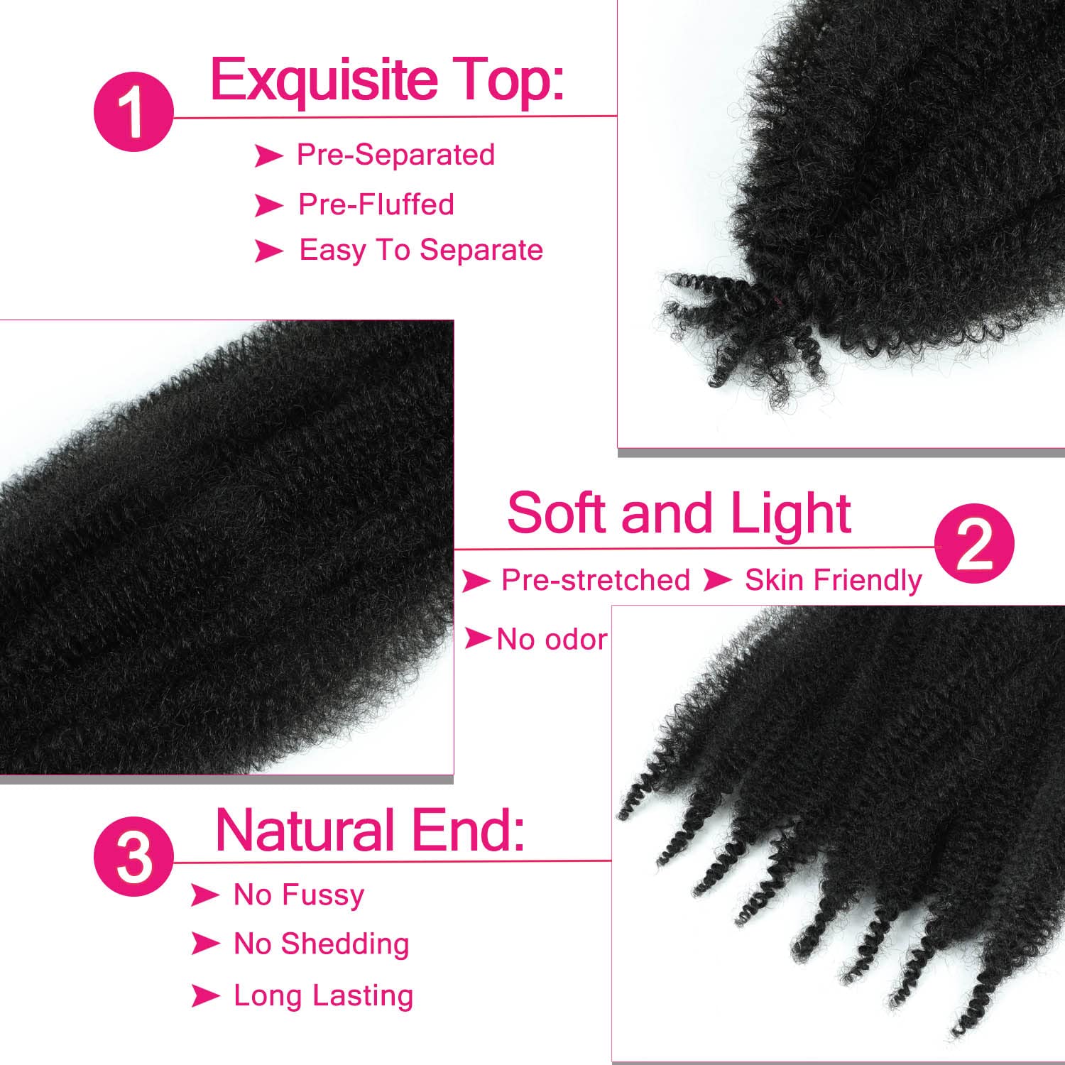 Hbegant Afro Twist Hair pre-fluffed design enables easy installation