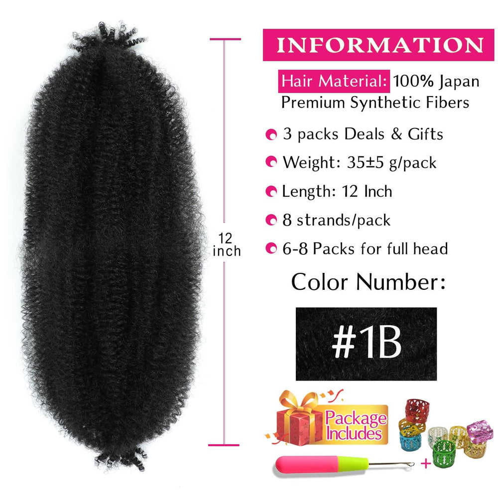 Hbegant Marley Twist 12in 3-pack density emphasizes length and volume.