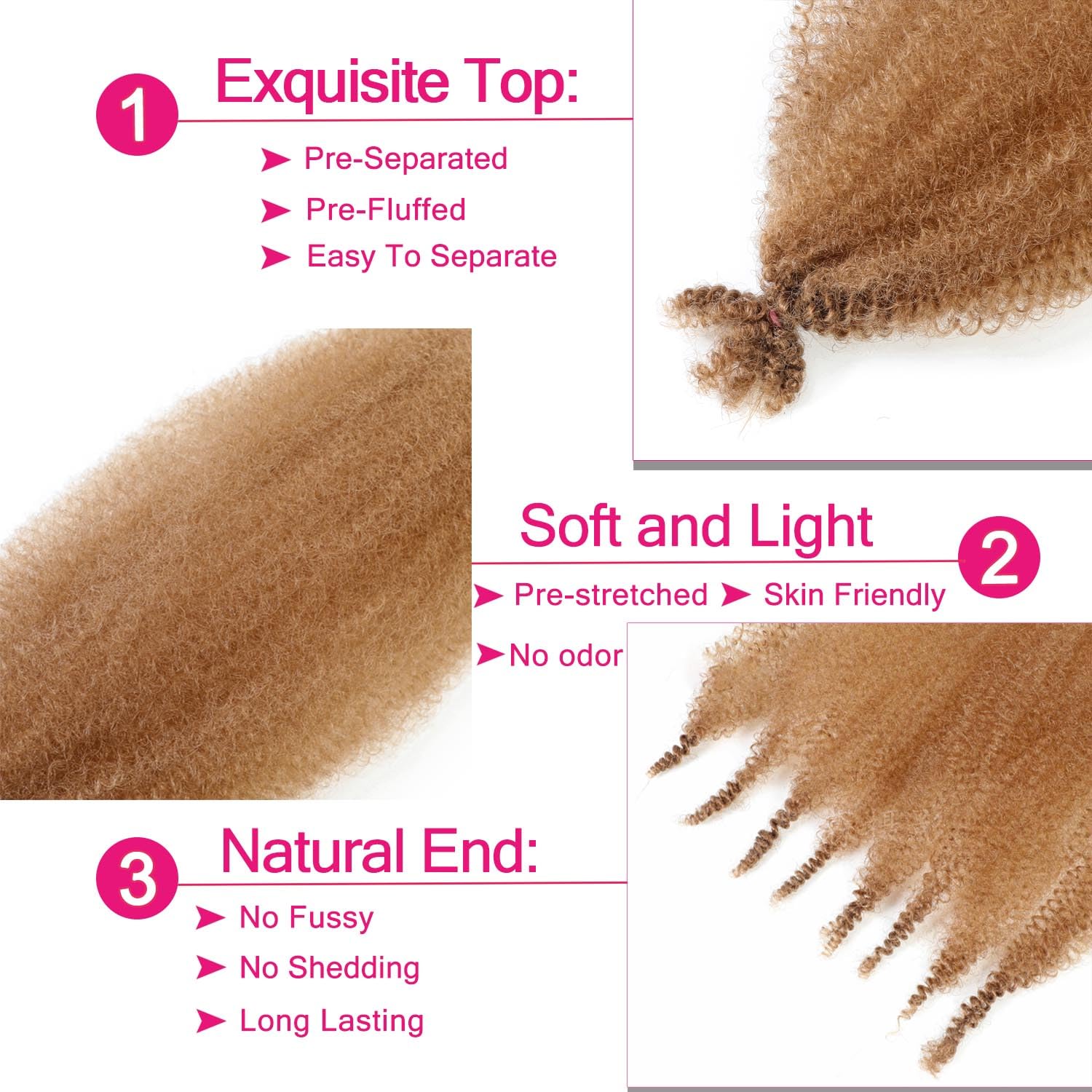 Hbegant Springy Afro Twist 24inch pre-separated sections speed up installation.