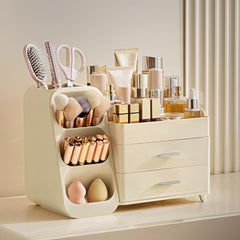 HBlife makeup organizer 2-drawers keeps cosmetics neatly separated and accessible