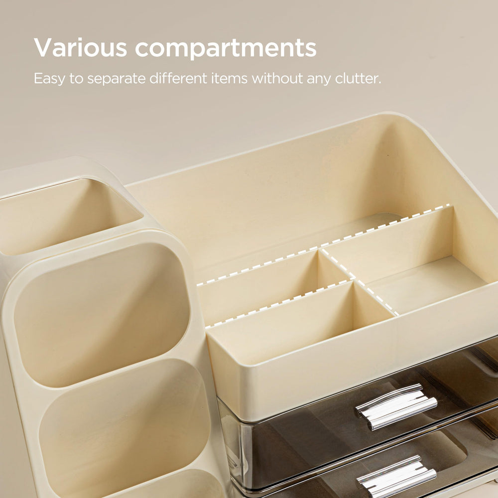 HBlife makeup organizer beige - multi-purpose design suited for skincare tools and jewelry.