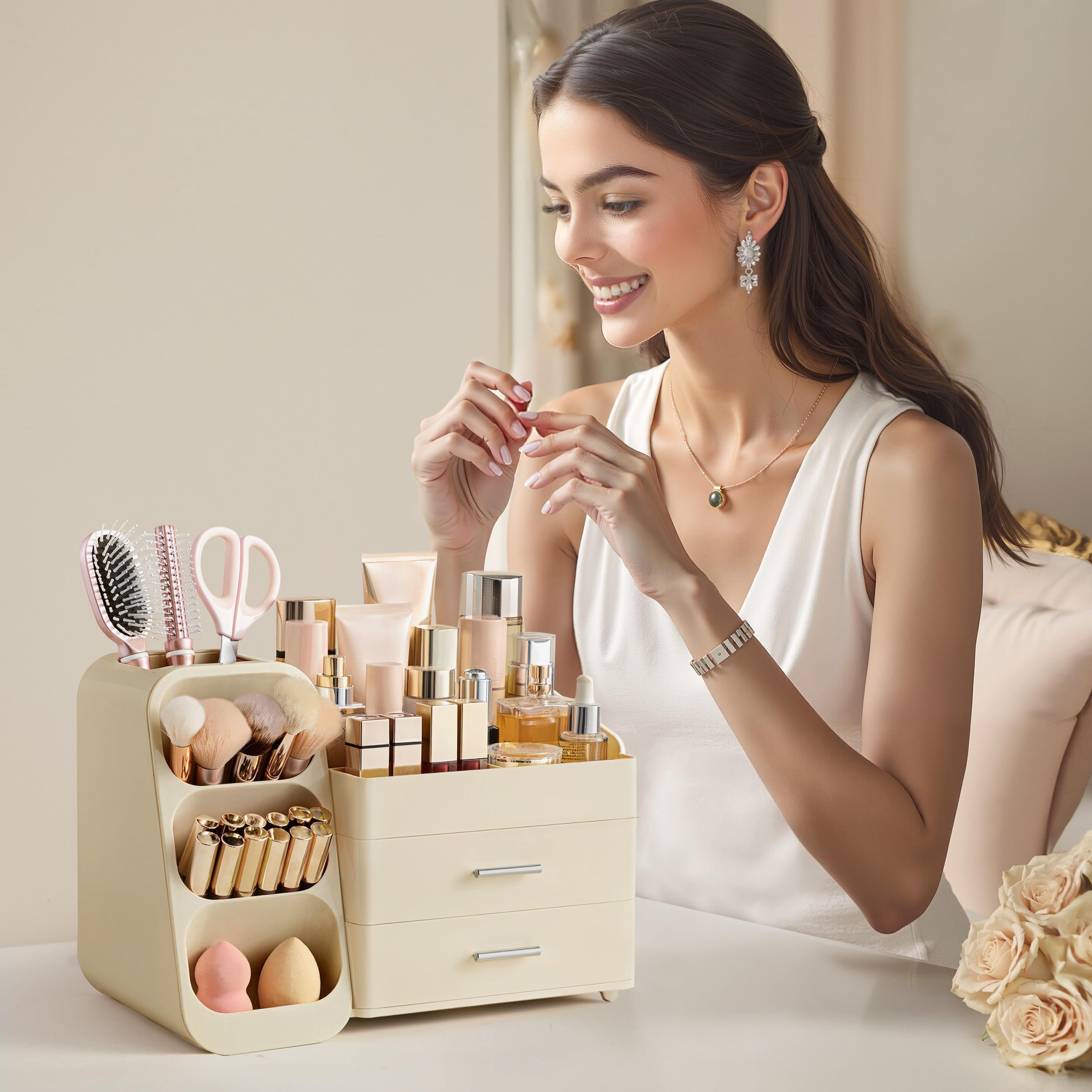 HBlife makeup organizer easy-clean surface wipes clean with a cloth