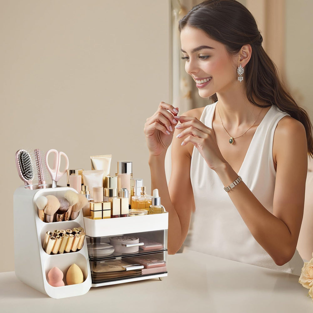 HBlife makeup organizer easy-clean design simplifies maintenance after busy days
