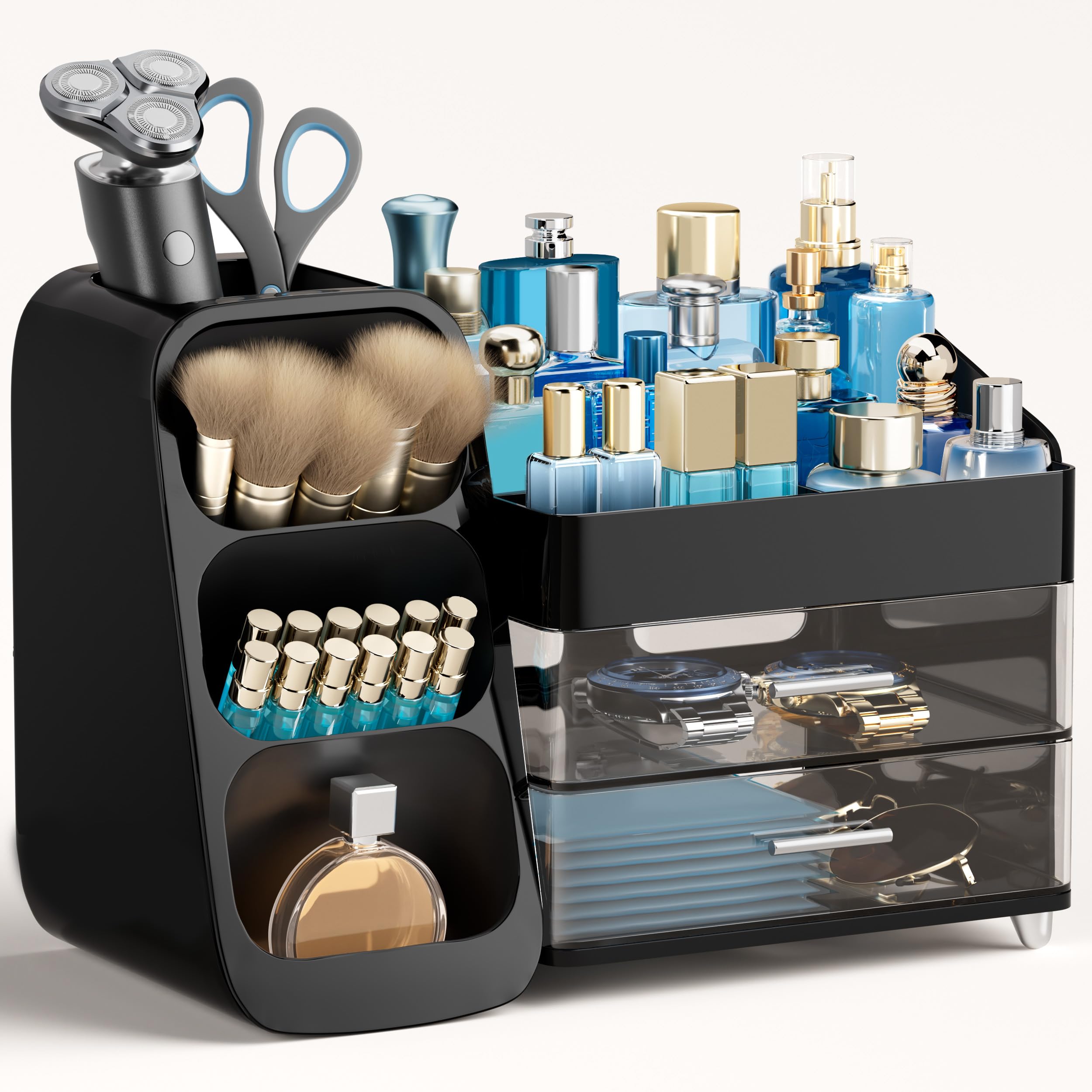 HBlife makeup organizer in full vanity view for easy clutter-free storage
