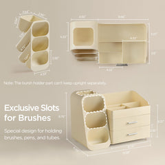 HBlife makeup organizer left brush slot keeps brushes upright and organized