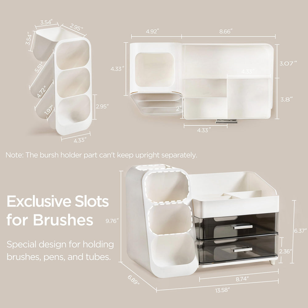 HBlife makeup organizer side brush slot keeps brushes organized and ready for application