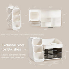 HBlife makeup organizer side brush slot keeps brushes organized and ready for application