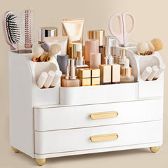 HBlife makeup organizer vanity top compartment keeps cosmetics organized and within reach.