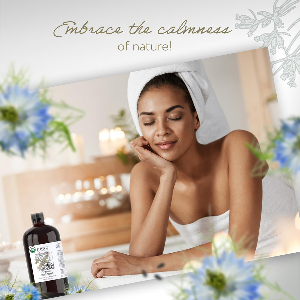 HBNO black seed oil use-hair-face shows versatile applications for face, body, and hair.