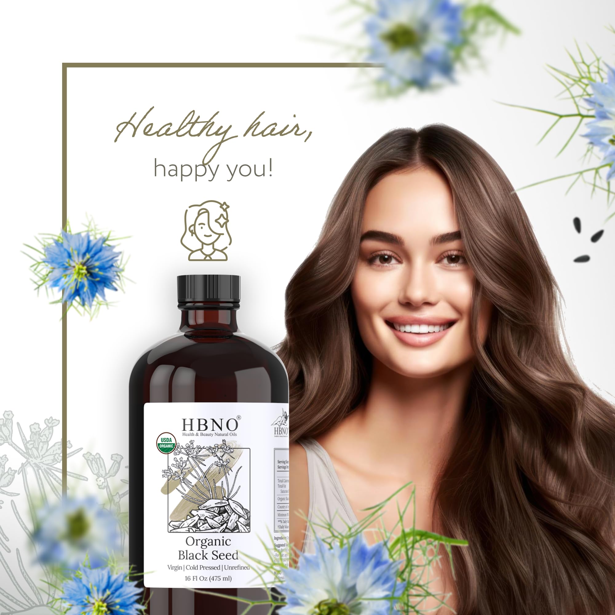 HBNO glass bottle on bathroom shelf for value-size packaging