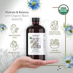 HBNO cold-pressed oil being poured, indicating smooth application