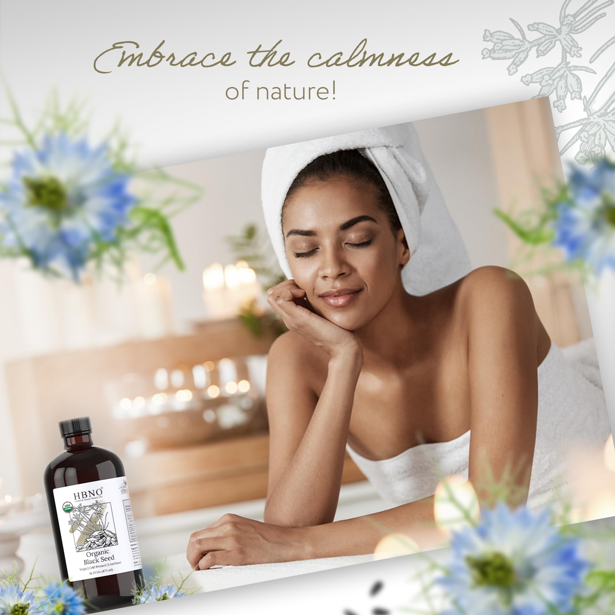 HBNO oil applied during routine for facial skin or hair nourishment