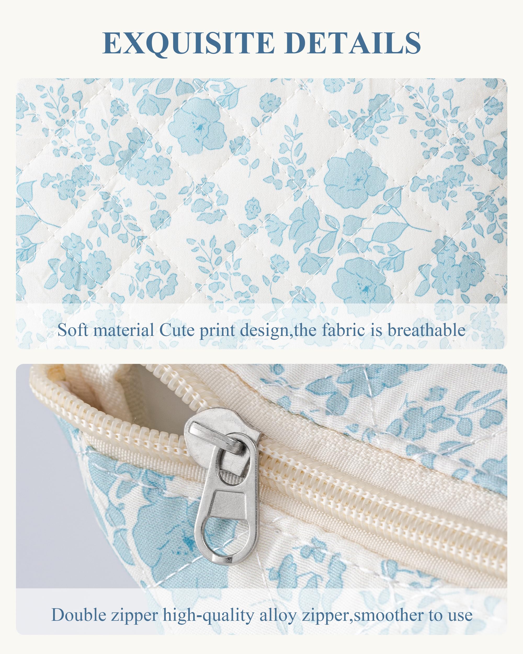 HBselect floral design cosmetic bag highlighting cute coquette aesthetic for daily use