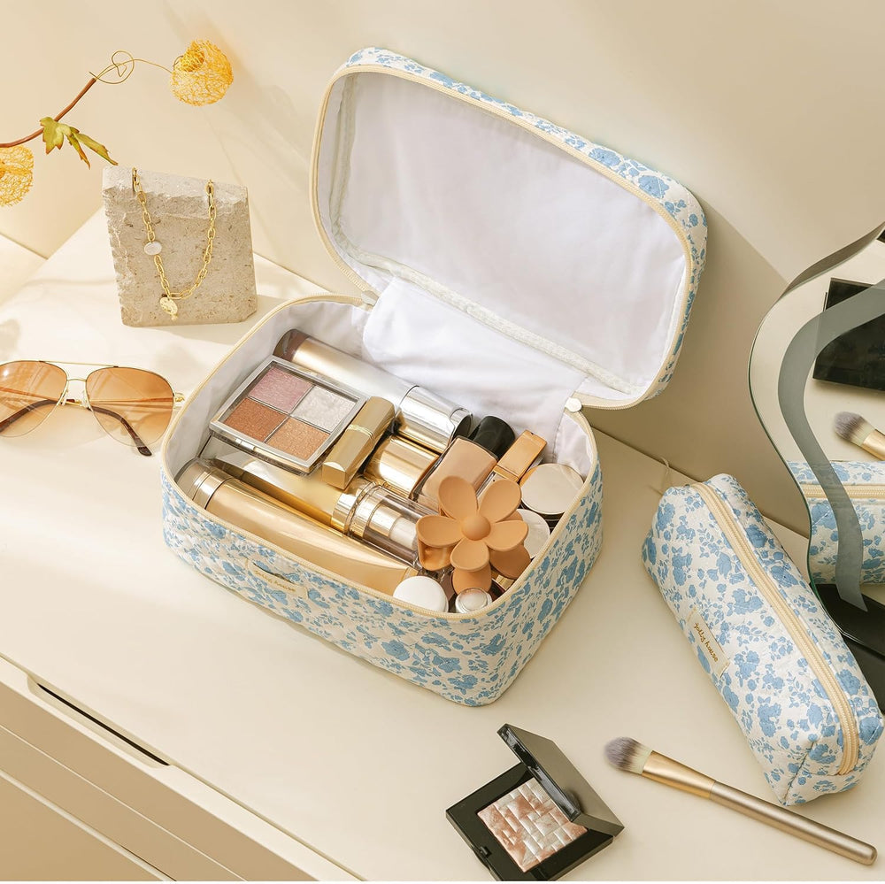 HBselect quilted makeup bag floral pattern adds stylish charm to daily routine.