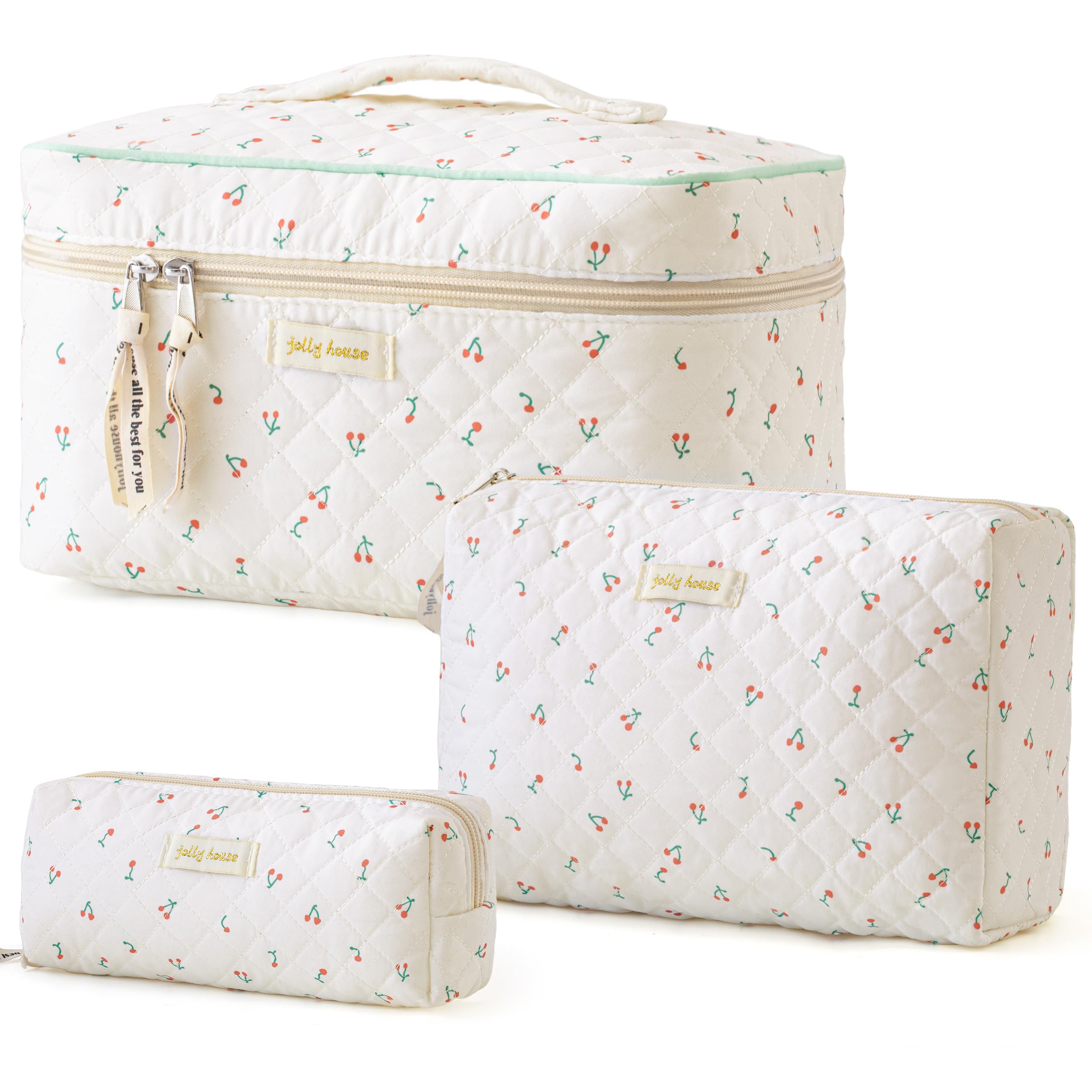 HBselect quilted makeup bag with floral pattern offers durable daily cosmetics storage.